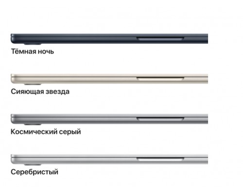 Ноутбук Apple MacBook Air 15 (M3, 8C CPU/10C GPU, 2024), 8 ГБ, 512 ГБ SSD, Midnight, (Темно-синий) 