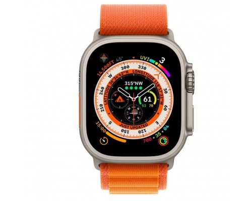 Умные часы Apple Watch Ultra 49 мм Titanium Case Cellular, титановый/оранжевый Alpine Loop
