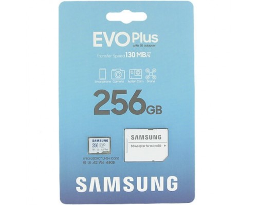 Карта памяти Micro SDHC 256GB Class 10 Samsung  EVO Plus UHS-I EVO+ V2 (SD adapter)